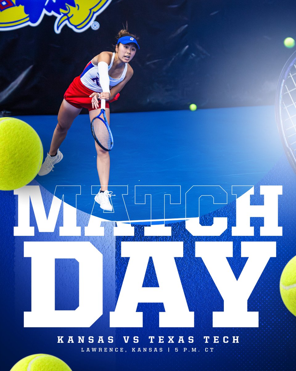 It's Match Day in Lawrence! 🎾 🆚 Texas Tech 📷 Jayhawk Tennis Center ⏰ 5 p.m. CT 🎟 FREE 📈 bit.ly/49WJ4Cj 📺 bit.ly/3Vja0HY via @CrackedRacquets #RockChalk