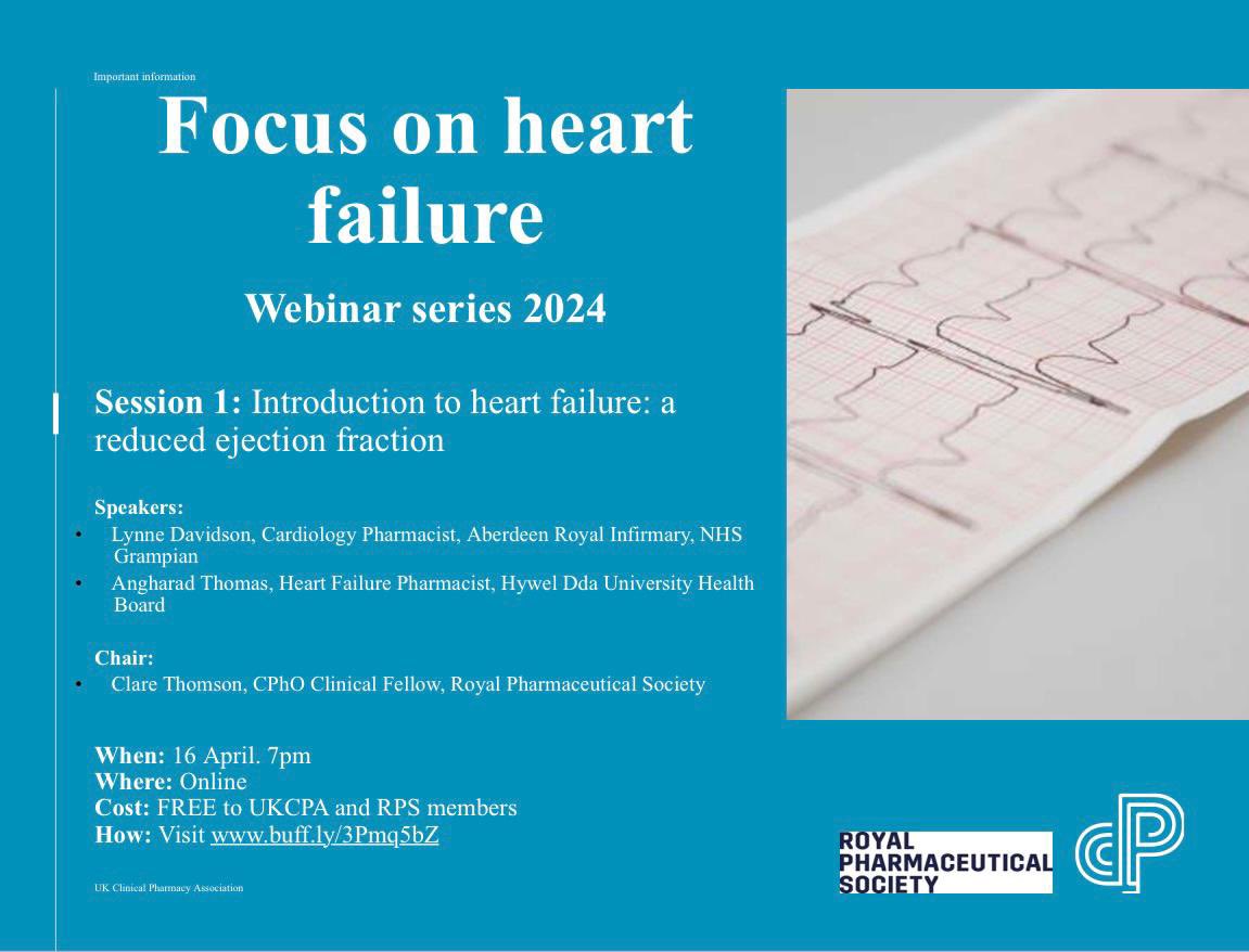 Paul Forsyth (@pharmacisthf) on Twitter photo 🚨UK Pharmacists Interested in HF🚨
<a href="/ukcpahf/">UKCPA Heart Failure sub-Committee</a> event on Heart Failure with Reduced Ejection Fraction
💊💔
16th April 7pm
Free for <a href="/UKCPA/">UKCPA</a> & <a href="/rpharms/">Royal Pharmaceutical Society</a> members 🚨UK Pharmacists Interested in HF🚨
<a href="/ukcpahf/">UKCPA Heart Failure sub-Committee</a> event on Heart Failure with Reduced Ejection Fraction
💊💔
16th April 7pm
Free for <a href="/UKCPA/">UKCPA</a> & <a href="/rpharms/">Royal Pharmaceutical Society</a> members