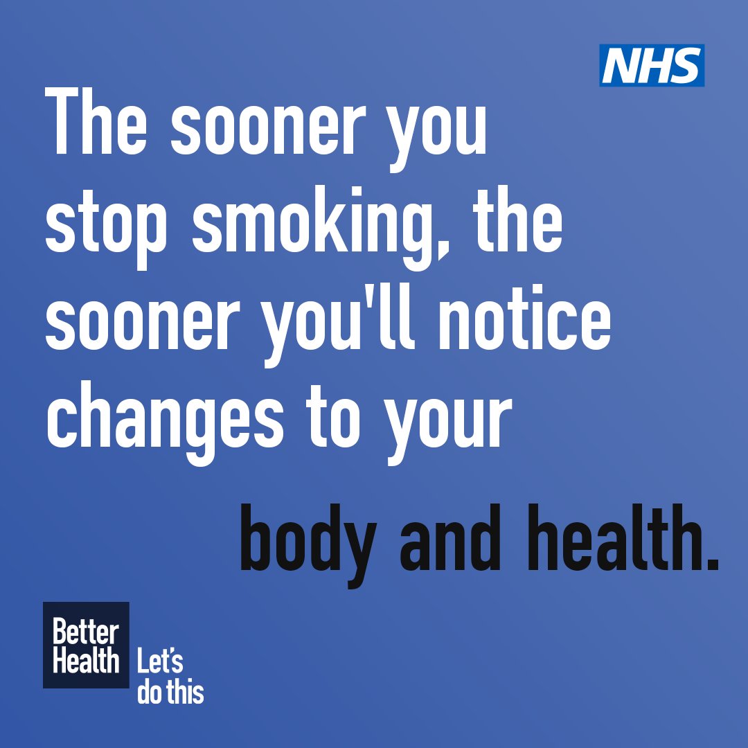 When you stop smoking, you can begin to see almost immediate improvements to your health. So don’t hesitate, there's lots of free support to help you quit. nhs.uk/better-health/…
