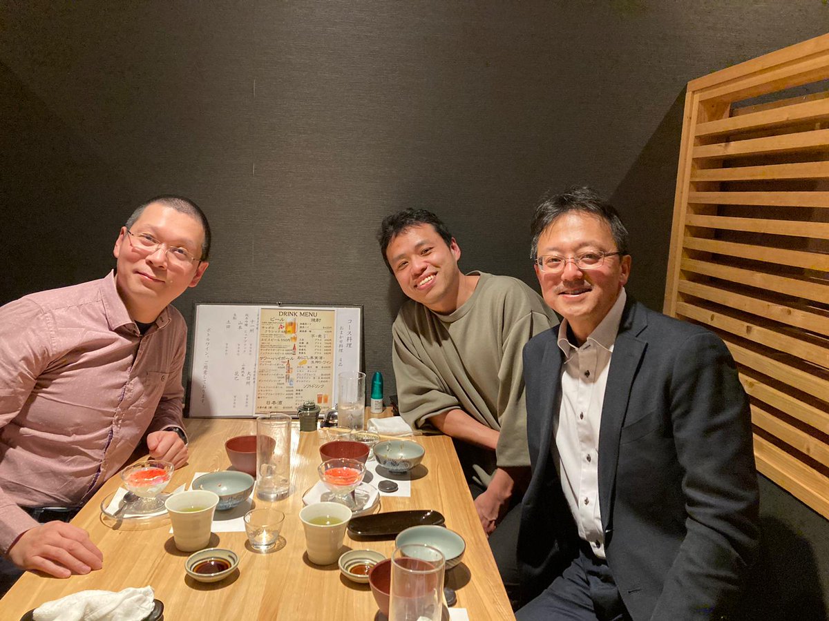 Enjoyed the dinner with Prof. Hajime ito @haj19932469 and Ikuo Sasaki! またあした, ほくだい:)