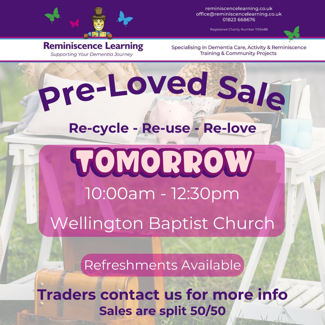 Tomorrow morning at Wellington Baptist Church we'll be hosting a Pre-Loved Sale for people to buy and help re-cycle pre-loved items in your local community. Home-made refreshments are available throughout, kindly served by Samford Arundel WI (please bring cash for this)💜