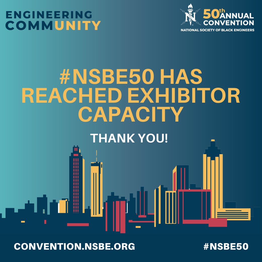 NSBE50 is at capacity for exhibitors, and the wait list is now closed. Thank you to all the amazing organizations and exhibitors who have registered to be a part of this monumental event. Your participation will make NSBE50 an unforgettable experience for all attendees!