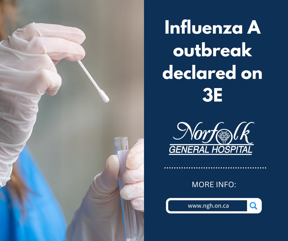 NGH has declared an Influenza A outbreak on the 3E Medical Unit. The outbreak was declared on Thursday, March 14, 2024, with a total of two patients affected.

To learn more, please click here: ngh.on.ca/influenza-a-ou…