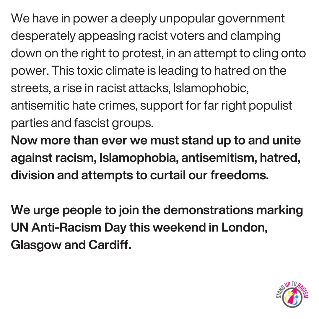 SUTR accused the govt of hypocrisy & double standards following Michael Gove’s announcement on extremism, after failing to take action against racism & Islamophobia. We slam the govt for failing to take action against Frank Hester’s racism towards Diane Abbott MP. Full statement: