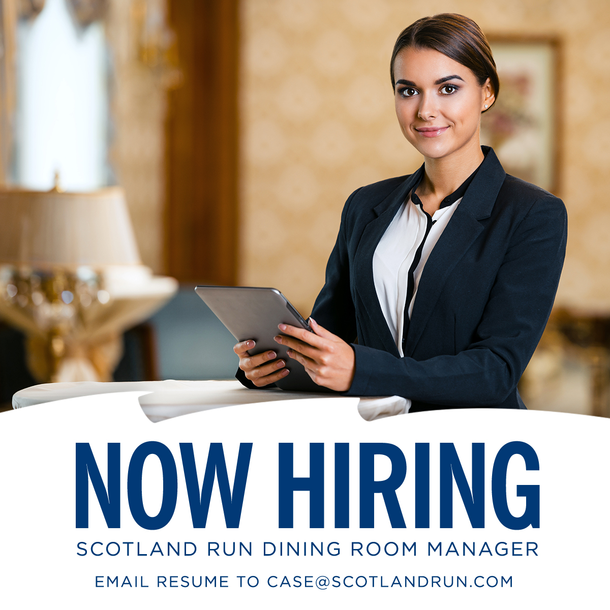 We are looking for a new Dining Room Manager to join our team at Scotland Run. Three years of dining room supervisory experience required and four-year degree in Hospitality preferred. Please email your resume to case@scotlandrun.com to apply today.