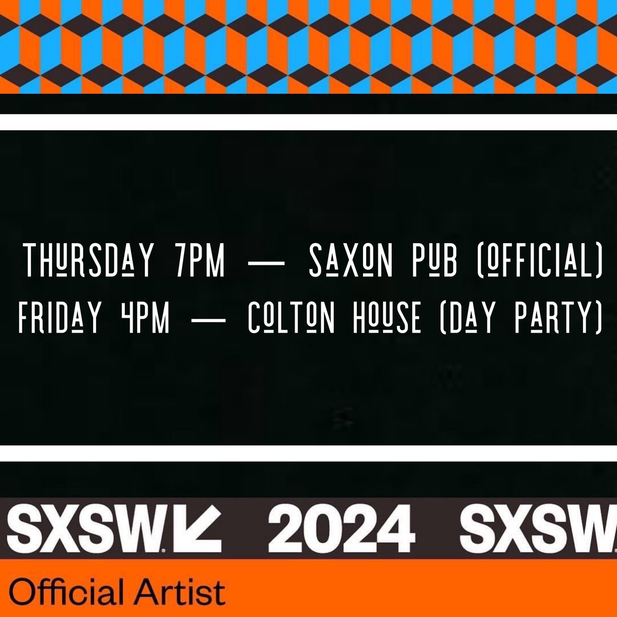 This week’s #SXSW schedule:
Thursday 7pm @saxonpub 
Friday 4pm @ColtonHouseATX  

#atx #austintx #sx #sxsw2024 #reddirtmusic #americanamusic #singersongwriter #oklahomamusic #texasmusic #reddirt #americana #okiemusic #jareddeck #jareddeckmusic