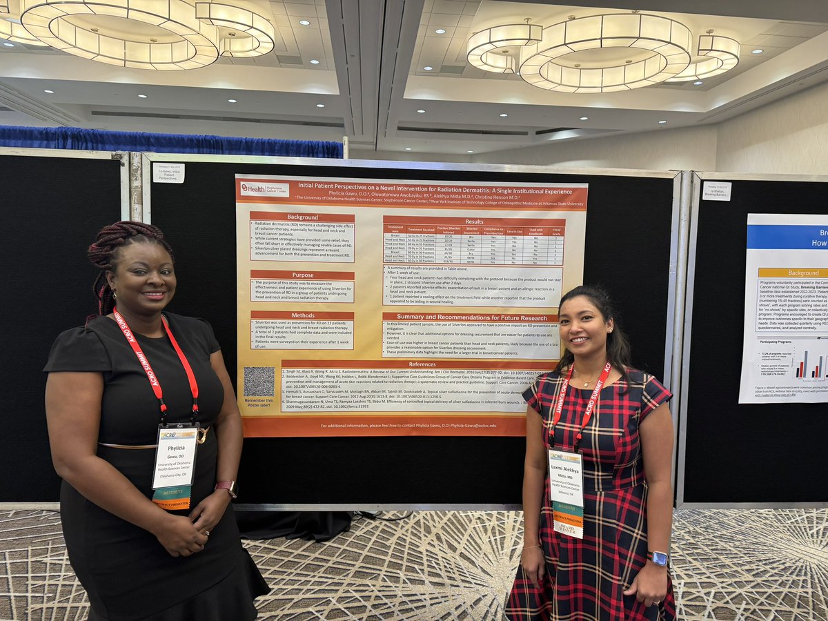 henson_md's tweet photo. PGY4 Dr. Gawu and PGY2 Dr. Mitta presenting their research at @ACRORadOnc  ☺️👏🏼 making their PD proud! https://t.co/MmdFZskEgY