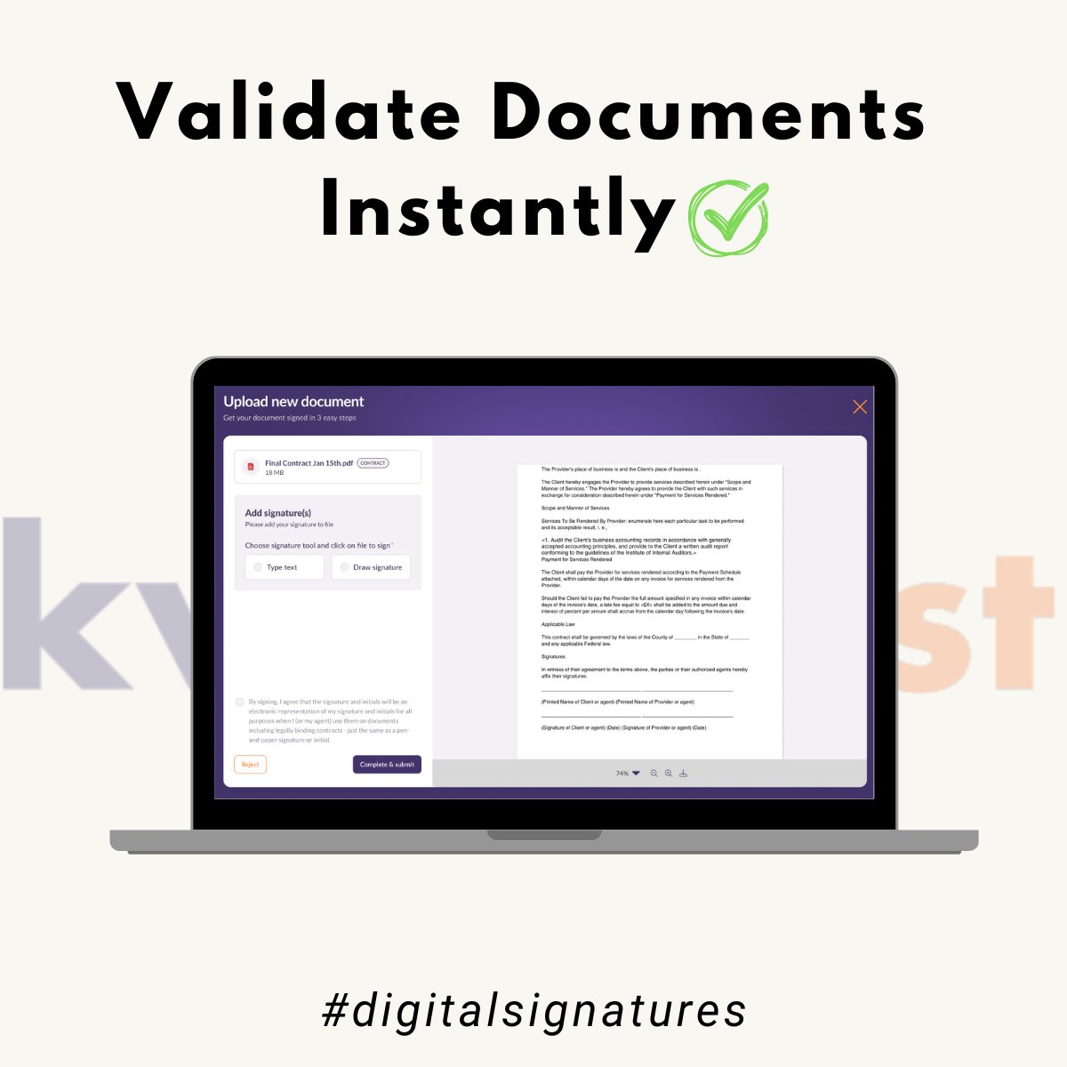 With just a few clicks verify the authenticity of your documents.

Get started for free today at: kwiktrust.com