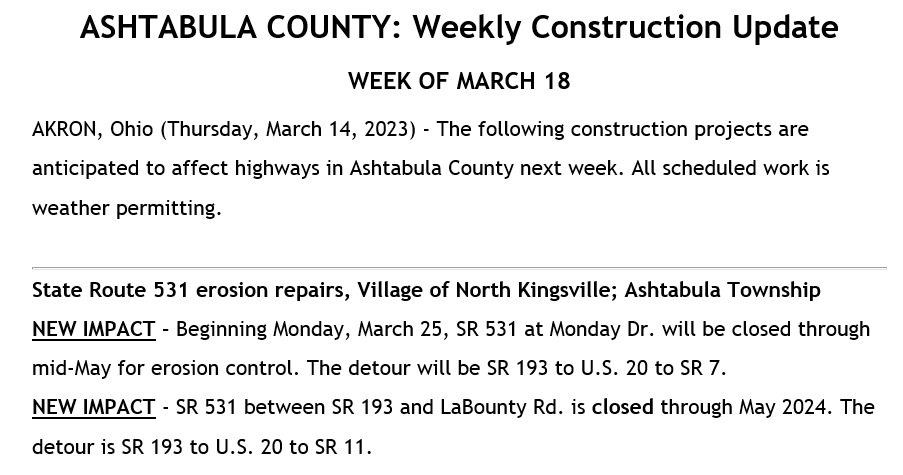 Ashtabula County EMA tweet media