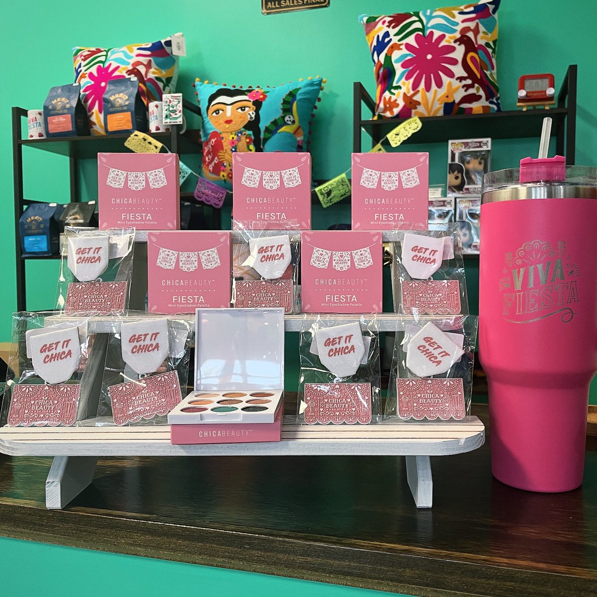 saflavor's tweet photo. We have what you didn’t know you needed but now have to have for Fiesta: an Fiesta-themed eyeshadow kit from @ChicaBeautyUSA! Plus comes with #FiestaMedal with purchase! 11255 Huebner Road, Ste 203, San Antonio, TX 78230! #satx #purosanantonio #vivafiesta #fiestamedals https://t.co/8RtjLNQmqv