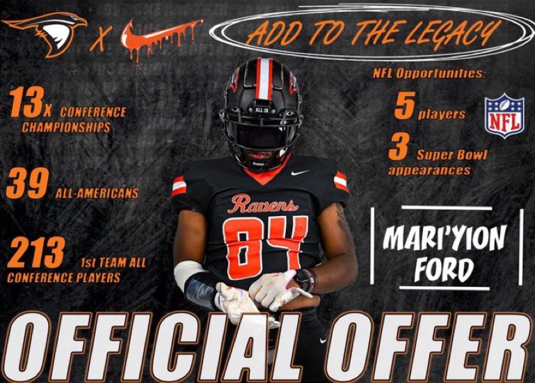 I am blessed to receive my second offer from @AUFootball__  @coachmonty11   🧡#TheRavenWay