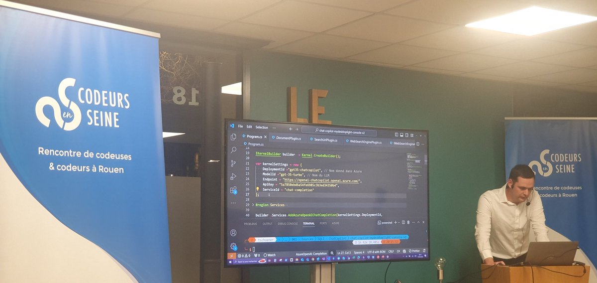 Codeurs en Seine (@codeursenseine) on Twitter photo C'est beau l'#IA #copilot tout ça mais c'est beaucoup de #nocode du coup.
Il aura fallu patienter pour enfin voir du code car tout le reste se fait en par prompt ^^
#codeursenseine <a href="/Zone01Rouen/">Zone01 Rouen Normandie</a>
<a href="/SQLI_FR/">SQLI Digital Experience</a> #Microsoft #mug C'est beau l'#IA #copilot tout ça mais c'est beaucoup de #nocode du coup.
Il aura fallu patienter pour enfin voir du code car tout le reste se fait en par prompt ^^
#codeursenseine <a href="/Zone01Rouen/">Zone01 Rouen Normandie</a>
<a href="/SQLI_FR/">SQLI Digital Experience</a> #Microsoft #mug