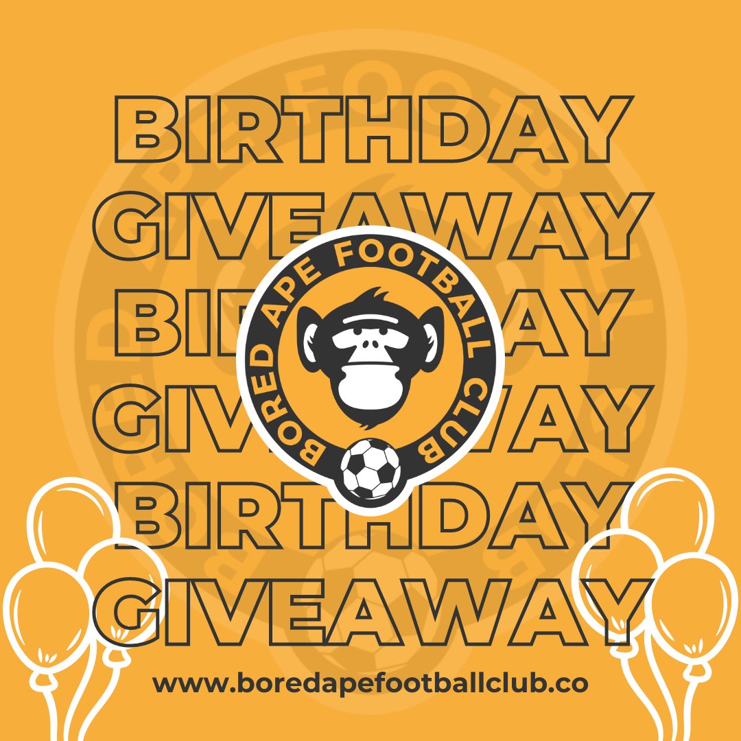 It's our birthday!!!🎂🎉🥳 2 whole years of BAFC⚽️

To celebrate we are giving away:

100 XRP🪙
50 XRP🪙
1 BAFC NFT🦧 

To enter...
🧡+ RT  
Tag 3 frens
Follow <a href="/BoredApe_FC/">Bored Ape Football Club</a>

3 Winners🥇48 hours⌛️

#TwitterPicker #NFT #XRPGiveaway #BAFC #GOAT #XRP #XRPL #XRPNFT #NftGiveaway