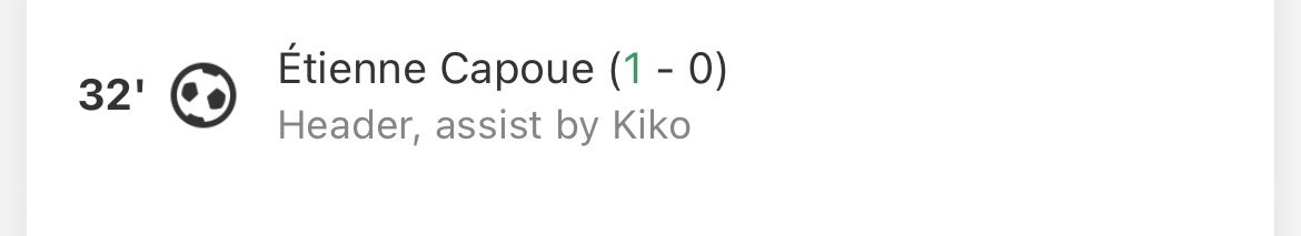 Europa league knockout game: Goal: Capoue Assist: Kiko Femenia 🥲 #WatfordFC