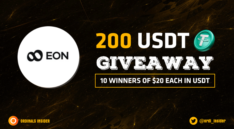 🎉 #GIVEAWAY ALERT 

We're thrilled to host an exclusive giveaway with our partner @eonstarter 

🎁 $200 in #USDT for 10 lucky people ($20 for each)
⏰ Duration: 72 hours
👉 Like &amp; Retweet
👉 Follow us &amp; @eonstarter 
👉 Tag 3 friends and drop BEP20 wallet✅

#DRC20 #Ordinals