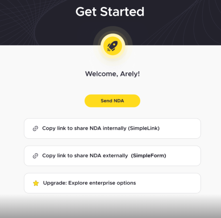 Next week we're announcing the next big product feature from <a href="/smpldocs/">#AutoNDA by SimpleDocs.com</a>. 🤫

All free users will have access to SimpleForm which converts the #oneNDA standard template into an external link that can be shared with prospective partners and vendors. 

They will be prompted to answer