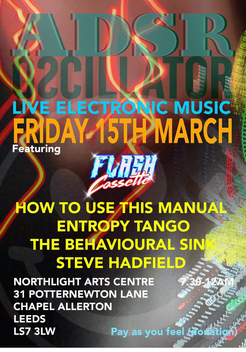 Tomorrow evening if you’re around the Leeds area and enjoy a wide variety of live electronic music you should get yourself down to this! Going to be playing a set full of new material alongside some cracking artists! ⚡️📼
#livemusic #electro #funk  #house  #Leeds #chapelallerton