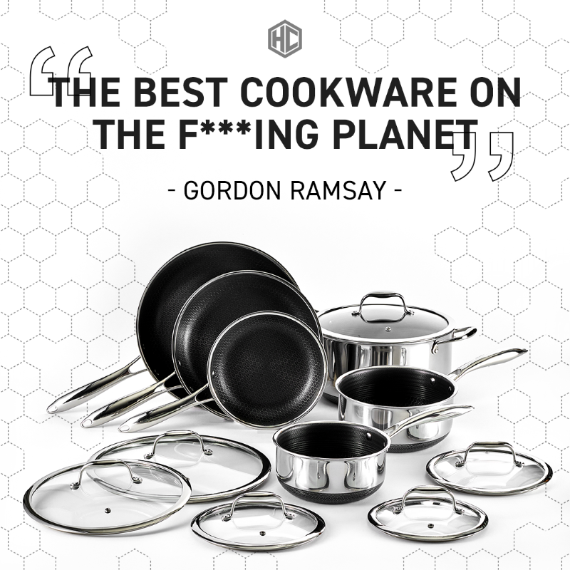 hexclad's tweet photo. It's time to cook like @GordonRamsay with HexClad Hybrid Cookware.