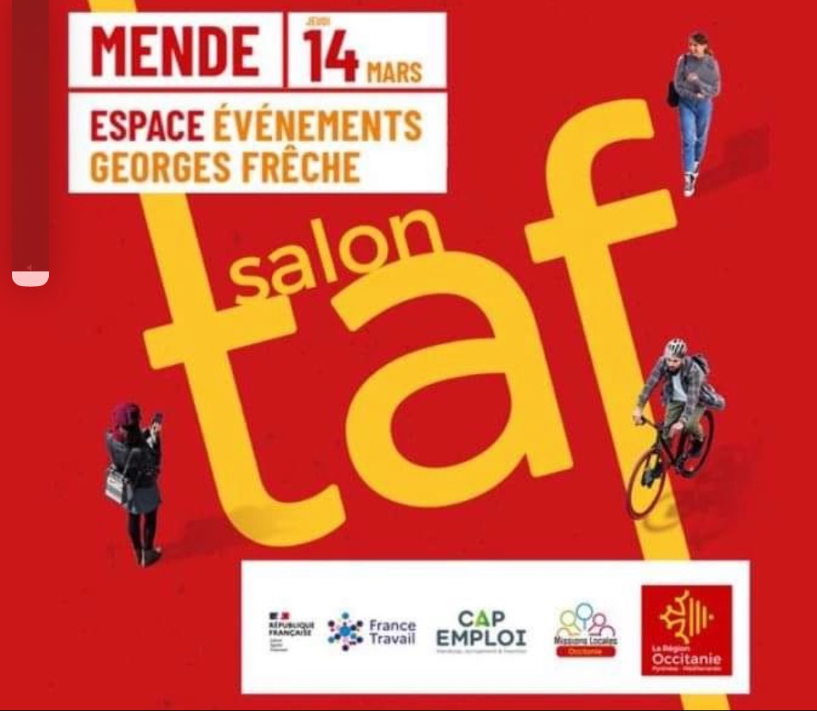 C’était aujourd’hui a #Mende 
👉80 employeurs 
👉+ 300 offres 
+ 1200 personnes sont venues rencontrer #entreprises #OF #conseillers #partenaires, découvrir des métiers
🙏aux équipes et partenaires pour cette belle mobilisation #AvecFranceTravail 
<a href="/Helene_Ginoux/">Hélène Ginoux</a>