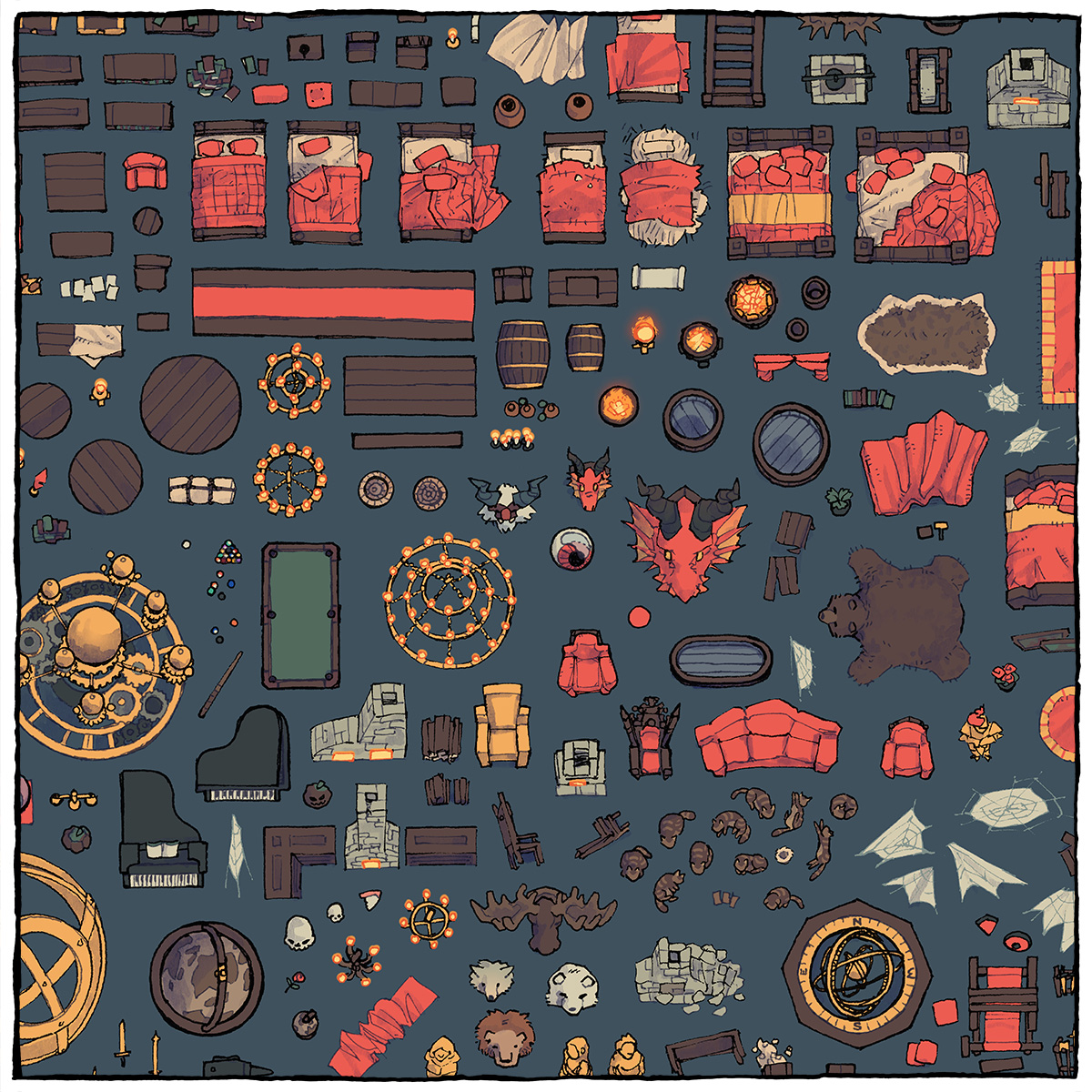 2minutetabletop's tweet image. Do you enjoy furnishing your own battle maps? Have I got a hand-drawn asset pack for you! Tell me GM, have you used these before?

The Furniture Map Assets:
2minutetabletop.com/fantasy-furnit…

#dnd #dnd5e #ttrpg #dungeonsanddragons #maps