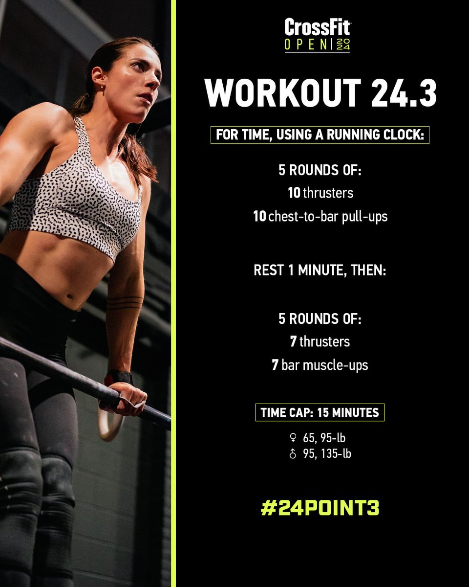 CrossFitGames's tweet image. Time to finish the 2024 CrossFit Open strong. 💪 Best of luck in Open Workout #24point3!
games.crossfit.com/workouts/open/…