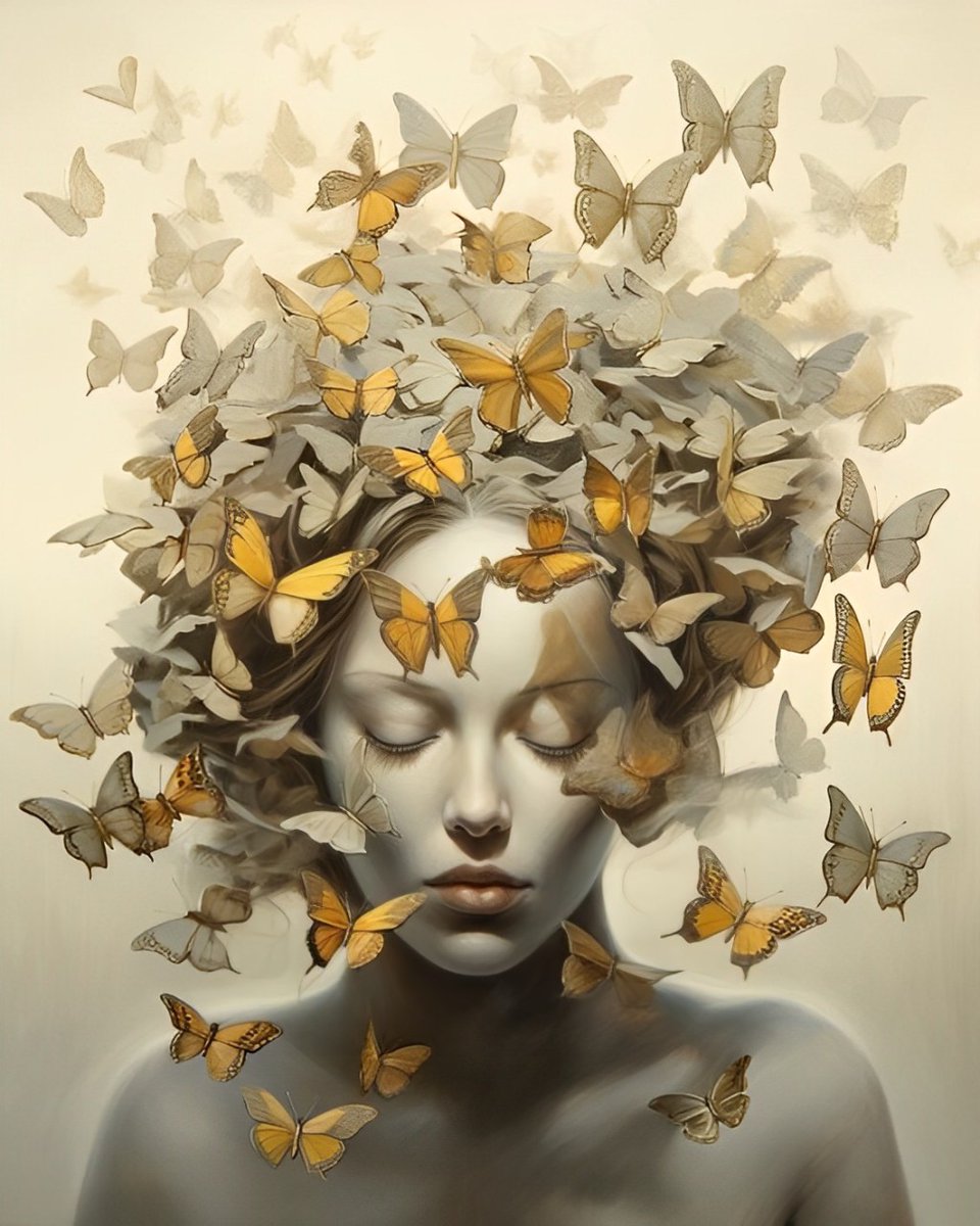 Naked in a forest, Beneath a giant oak, Covered in a cloak Of flowers, the milk White maiden woke. Butterflies descended, Like blossoms on the wind; Tumbling down to rest, Upon her delicate crystal skin. Whereupon her naked figure, Like dew fall from the sky, There rested many