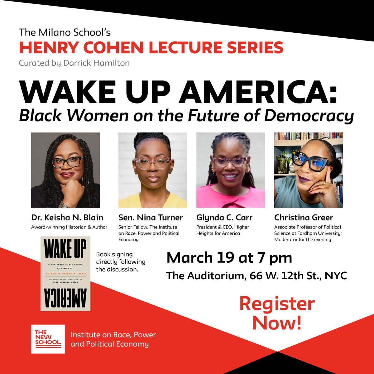 DarrickHamilton's tweet photo. The #HCLS continues next week with @KeishaBlain, @ninaturner, @glyndacarr, and @Dr_CMGreer on Black women’s critical insights into building just, inclusive democracies: https://t.co/wsyNj1iAec https://t.co/vKZ3TzvN7b