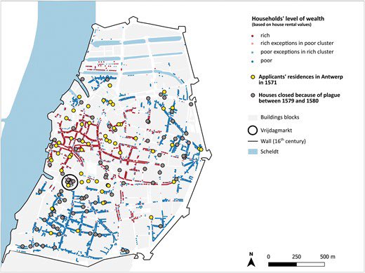 c_weeda's tweet image. Just out: ‘Plague and Religion in Sixteenth-Century Antwerp’, Social History of Medicine, with maps based on the locksmith’s register of locked houses, health passes, plague deaths and much more academic.oup.com/shm/advance-ar… 
@LeaHermenault @LeaHermenault @KootenRogier @JannaCoomans