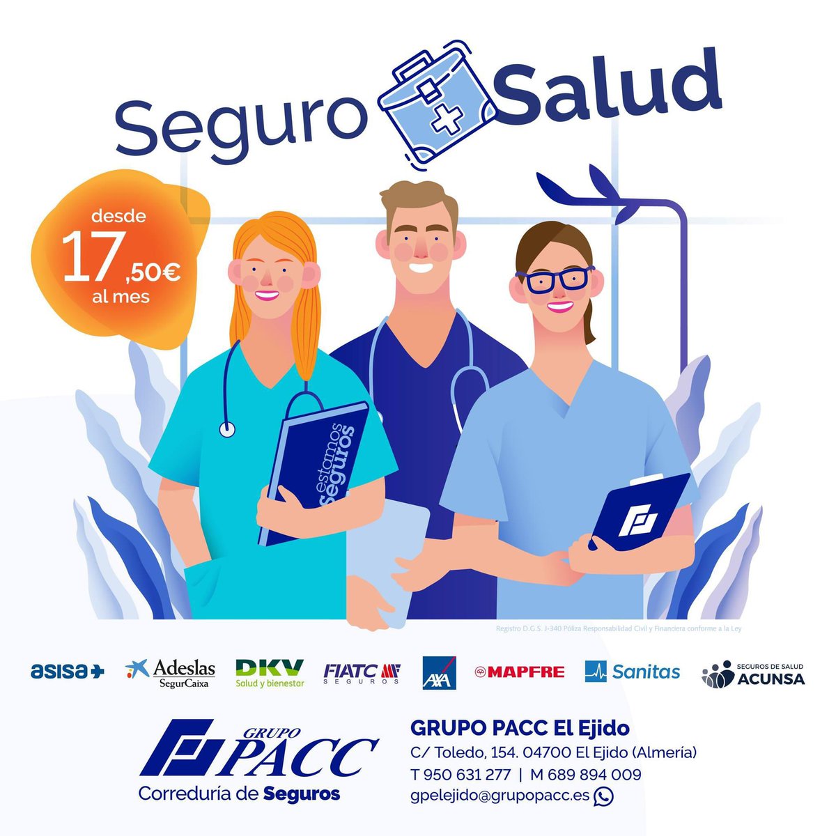 Salud 🧑‍⚕️🧠
En España debido a la masificación del sistema, las listas de espera hacen que no se tenga la comodidad y la inmediatez que debiera y muchas personas deciden contratar un seguro de salud.
#GrupoPACC #SeguroDeSalud #SeguroMedicoPrivado 👩‍⚕️🫀🫁
<a href="/AlmeriaSEGUROS/">Grupo PACC El Ejido</a>