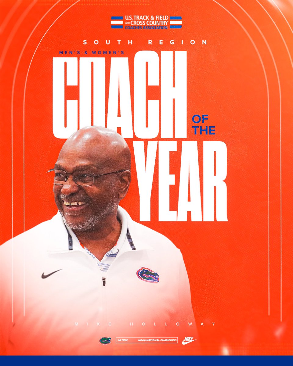 That’s our Coach 🐭 Congrats @headgatortrk on being named @ustfccca South Region Men’s and Women’s Coach of the Year for the 2024 Indoor Season! #GoGators 🐊