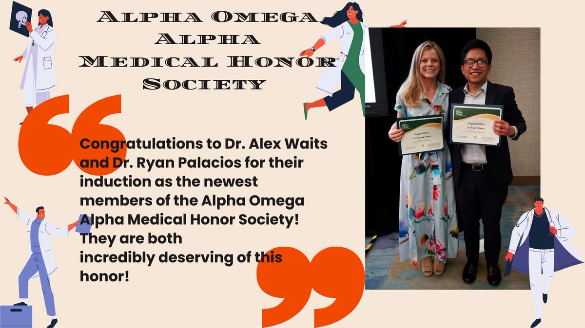 Congratulations to Dr. Alex Waits and Dr. Ryan Palacios for their induction as the newest members of the Alpha Omega Alpha Medical Honor Society! They are both incredibly deserving of this honor! #BCM #AnesthesiologyResidency #BaylorCollegeofMedicine #AlphaOmegaAlpha
