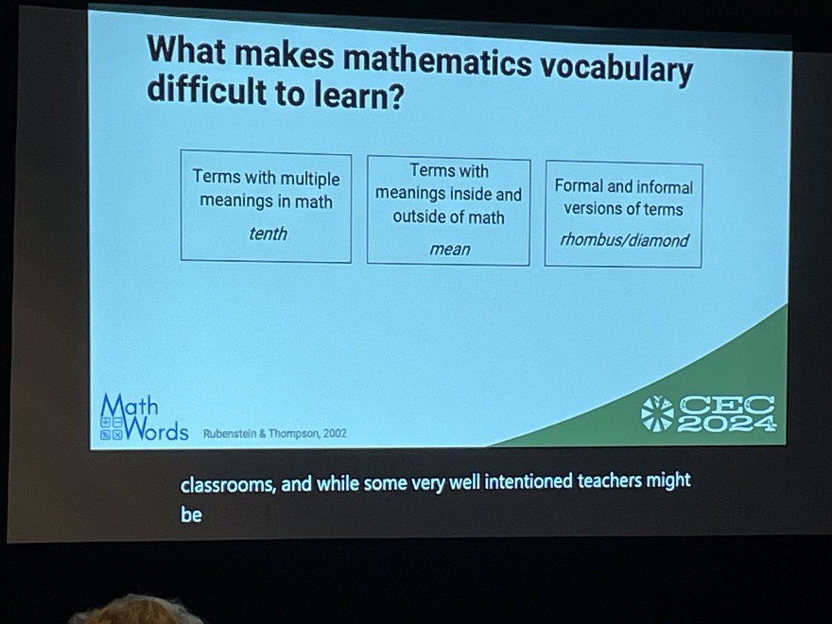 .⁦@DanielleLariv⁩ talks about the importance of #math #vocabulary ⁦@CECMembership⁩ #CEC2024 in our #mathwords presentation! ⁦@UTAustin⁩ ⁦@KUSOEHS⁩ ⁦@KUSpecialEd⁩