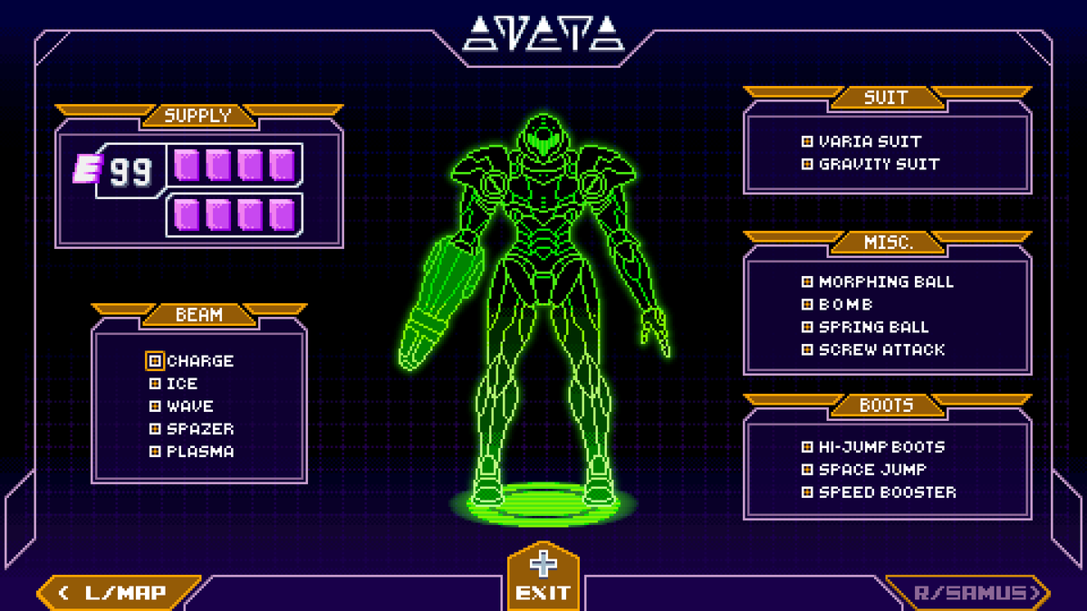 My redesign of Status Screen
before and after
#pixelart #metroid #supermetroid