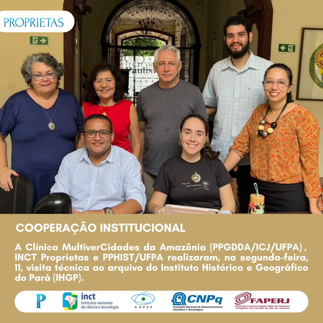 Na última segunda-feira, dia 11, a Clínica MultiverCidades da Amazônia (PPGDDA/UFPA), o Programa de Pós-Graduação em História (PPHIST/UFPA) e o INCT Proprietas, realizaram visita técnica ao arquivo do Instituto Histórico e Geográfico do Pará (IHGP).

Saiba mais no link da bio!