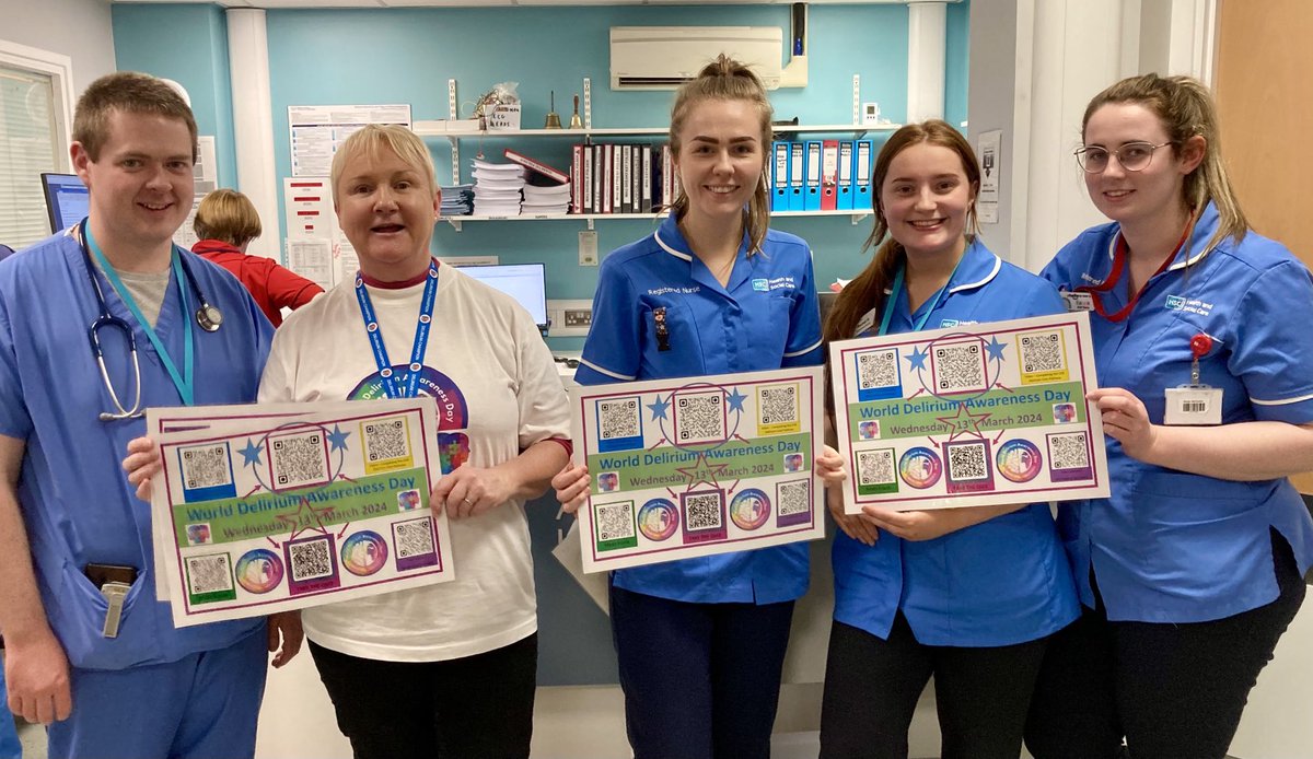 Day 2 of #WDAD2024 🌍celebrations continued in Wards AEM, Med1, Med2 & MAU in Causeway. Some high scores today in the QR Quiz! #DeliriumAware 🧠🙌⁦@audreyk47471610⁩ ⁦@KerryMcKay24078⁩ ⁦⁦@NickyButch28200⁩ ⁦@stevo_collins⁩ ⁦@mathews_orla⁩