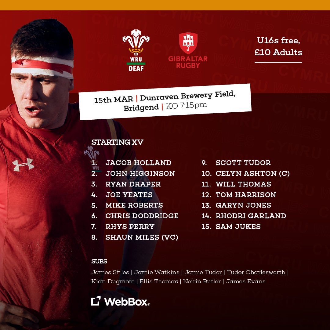 🏴󠁧󠁢󠁷󠁬󠁳󠁿 XV Cymru Byddar 🏴󠁧󠁢󠁷󠁬󠁳󠁿 ⚔️ The Wales Deaf team to face Gibraltar tomorrow evening 🕒 7:15pm kick off 🏟️ Dunraven Brewery Field 🎟️ Cash only at the gate