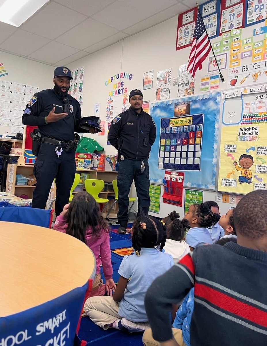 BaltimorePolice's tweet photo. Thank you to our Northwest District NCOs for celebrating Community Helpers Day with Calvin Rodwell Elementary School! What an amazing time! #communitypolice #youthempowerment #Team600 #baltimorecity https://t.co/mOar0kK5Ey