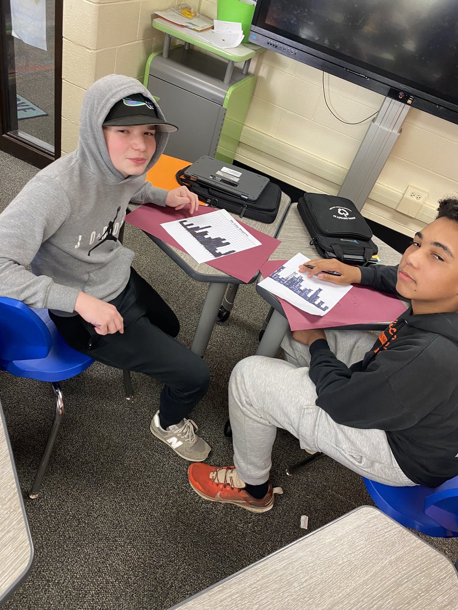 felg54's tweet photo. Pi Day city skyline activity @FrostStrong #PiDay2024 7th math acceleration got to be artistic and creative using the first 19 digits of pi to create a skyline 🌃 https://t.co/dNw6s1klyb