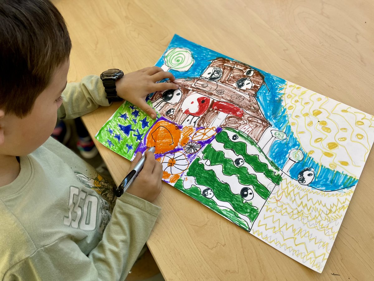 In Dr. Urlando’s 2nd grade art class, they are working on a landscape in the style of folk artist Heather Galler. This project goes with Unit 5 in their general classroom. Great job, Grizzlies! #ibelong #grizzlystrong #elevateourimpact