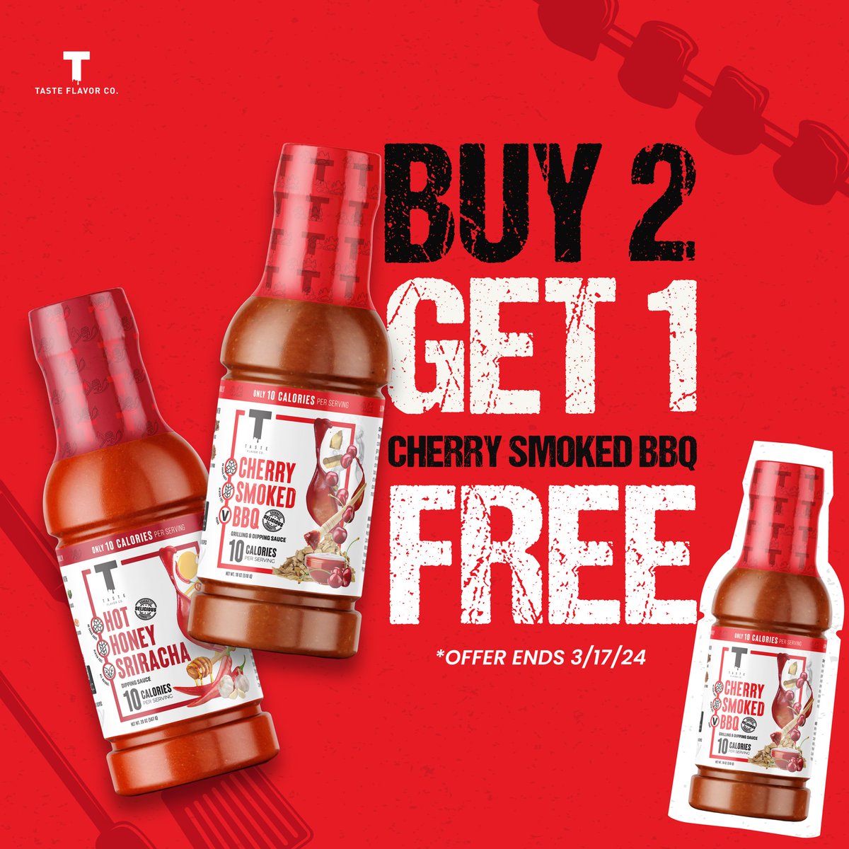 Buy any 2 sauces and get a Cherry Smoked BBQ for FREE 😲

✅10-calories
✅ REAL Cherries
✅ Vegan
✅ No Added Sugar

Hurry! Promotion ends on 3/17 at midnight 🕰️

tasteflavorco.com 🔗

#tasteflavorco #sauces #cherrysmokedbbq #tasteflavor #lowcalorie #bogo #buyonegetone