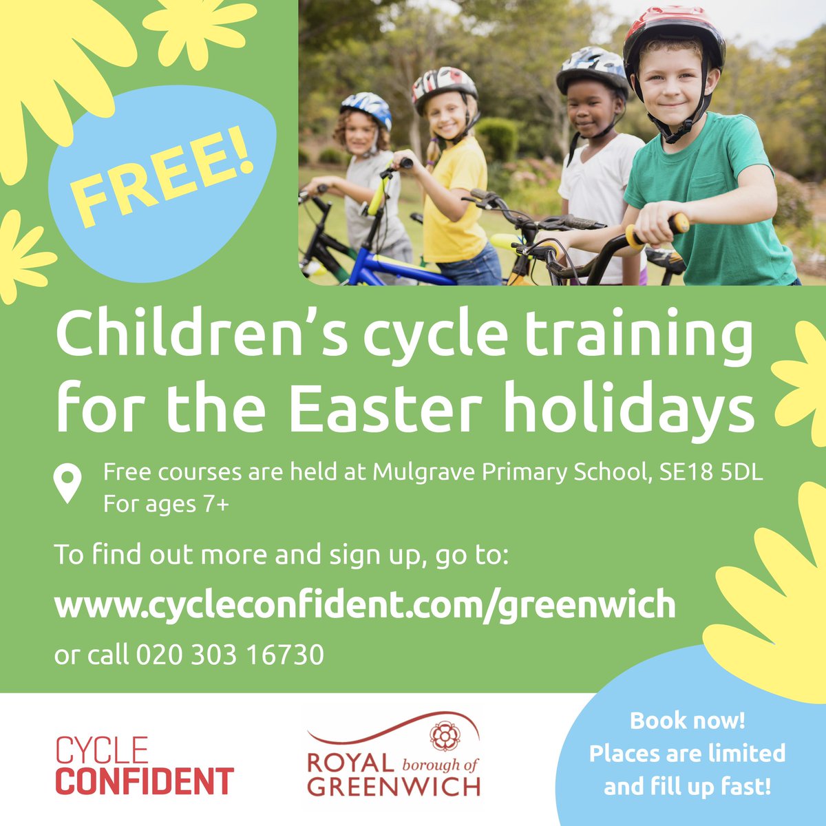 A great opportunity for children to attend FREE cycle training over the Easter holidays 🚲