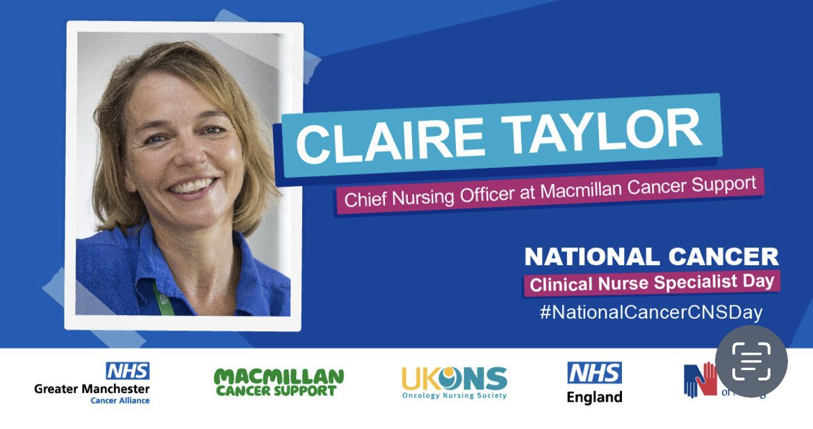 Our super @macmillancancer CNO & senior clinical nurse specialist @claire_taylor22 can’t wait to read your posts tomorrow for #NationalCancerCNSDay #CNSValue