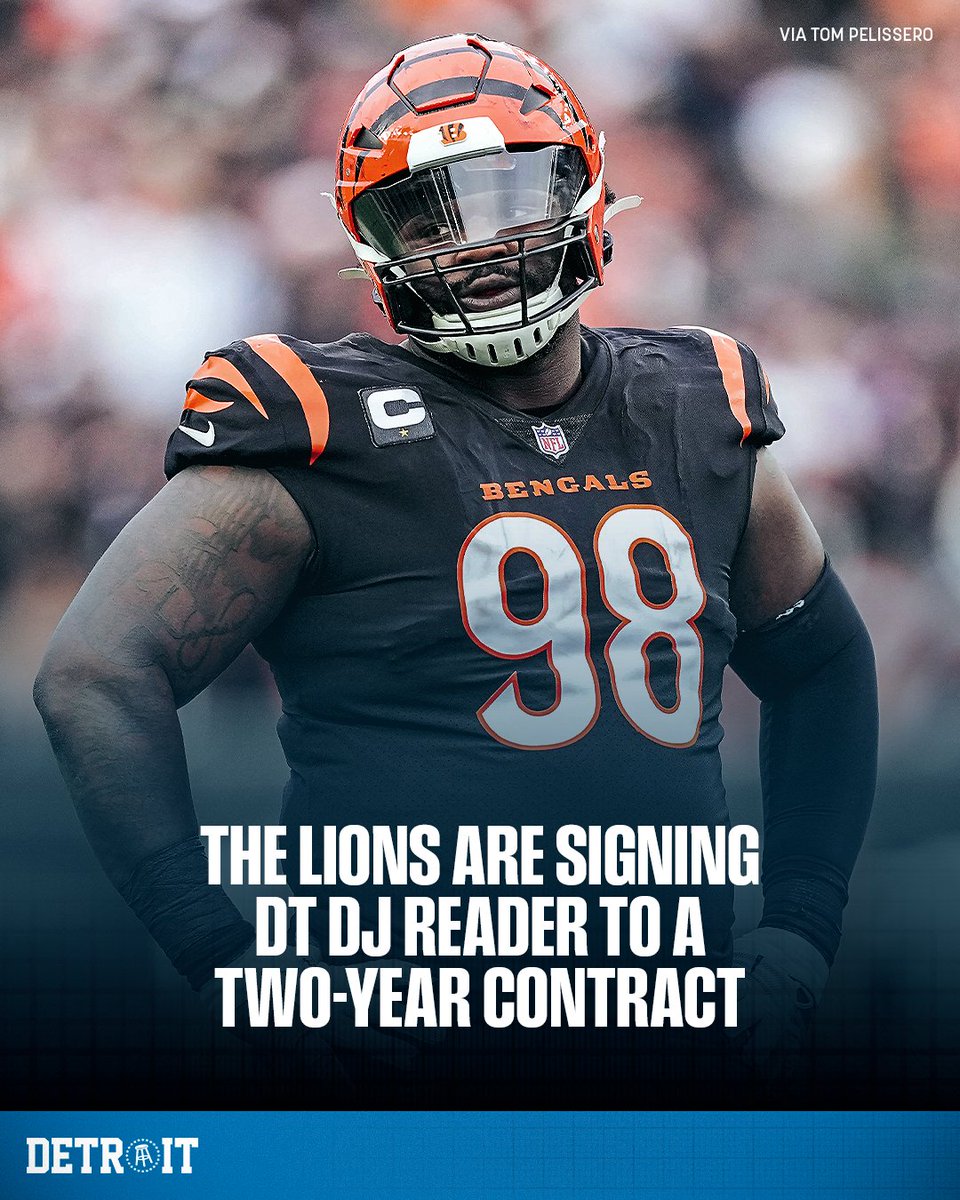 BSMotorCity's tweet photo. LITERALLY HUGE. The Lions are signing DJ Reader to a two-year contract, per @TomPelissero https://t.co/1qKCJYFpt4