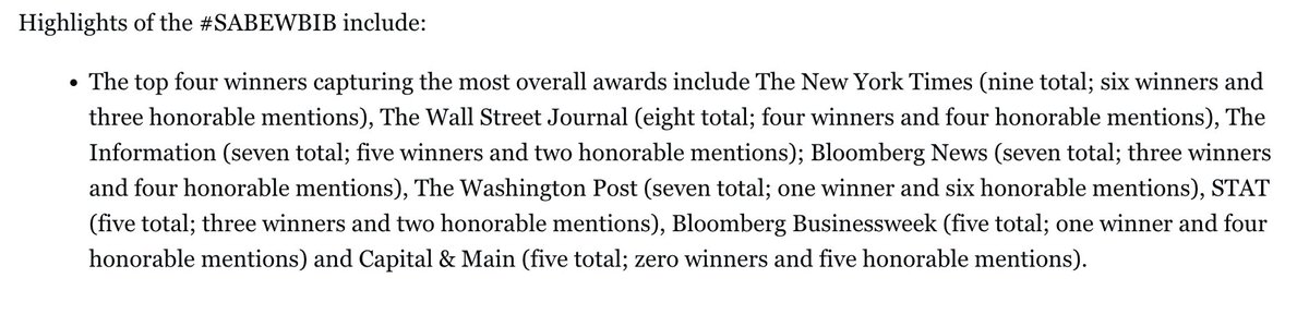 We're proud to be the recipient of seven <a href="/SABEW/">SABEW</a> awards for excellence in business journalism in 2023 🏆 

Read more about our newsroom's industry-leading coverage: 
sabew.org/contestsawards…

#SABEWBIB