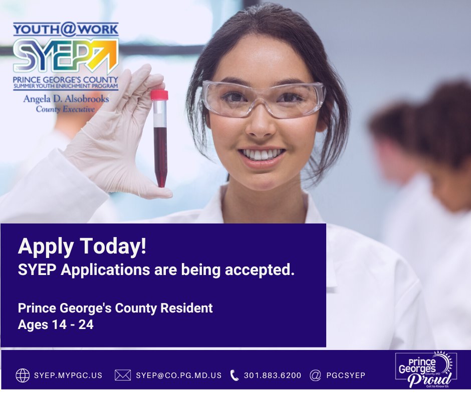 The Prince George's County SYEP Application is open until March 31, 2024.  If you are interested in working with the program this summer, you have to apply before March 31st.  Do not miss out!  Apply today:  princegeorgescountymd.gov/departments-of…  #PrinceGeorgesProud #SummerJobs