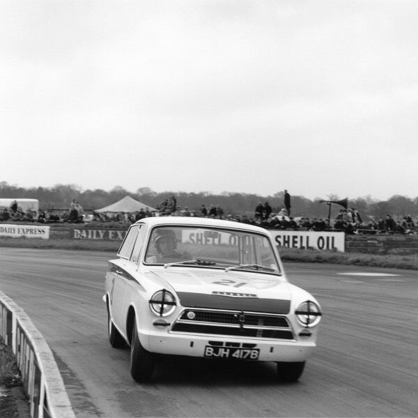 On this day - March 14th 1964 the British Saloon Car Championship (the forerunner to the BTCC) started its seventh season. Reigning F1 World Champion Jim Clark was again victorious at the wheel of the Lotus Cortina. Pic by Motorsport Images