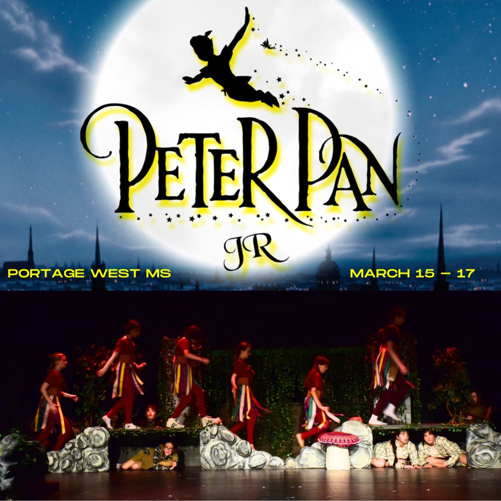 GoWestMS's tweet image. &quot;All children, except one, grow up.&quot;

Come see the &quot;one&quot; in Portage West Middle School&apos;s production of...

PETER PAN JR!

Friday is opening night! Tickets are still available, but each night is almost sold out. 

See you in Neverland tomorrow!

#PeterPanJr #AllIn #TheWestWay