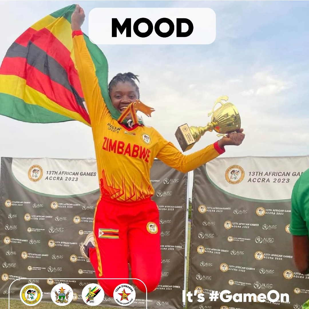 Team Zimbabwe MOOD today after beating the Amapiano girls in the battle for Limpopo and getting GOLD yesterday! #GameOn #TeamZimbabwe #AfricanGames #GoTeamZim #ZimbabweCricket