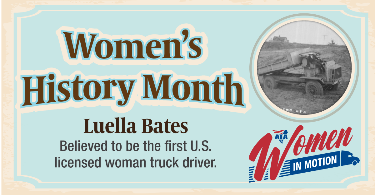 TRUCKINGdotORG's tweet photo. #ATAWomenInMotion celebrates Luella Bates, who was believed to be the first U.S. licensed woman truck driver. She was known as both an expert driver and mechanic. 🚛 #WomensHistoryMonth

Uplift leaders of today: https://t.co/BXtobdgPVX

WIM Founding Sponsor: @fedex https://t.co/gBBu35yM7q