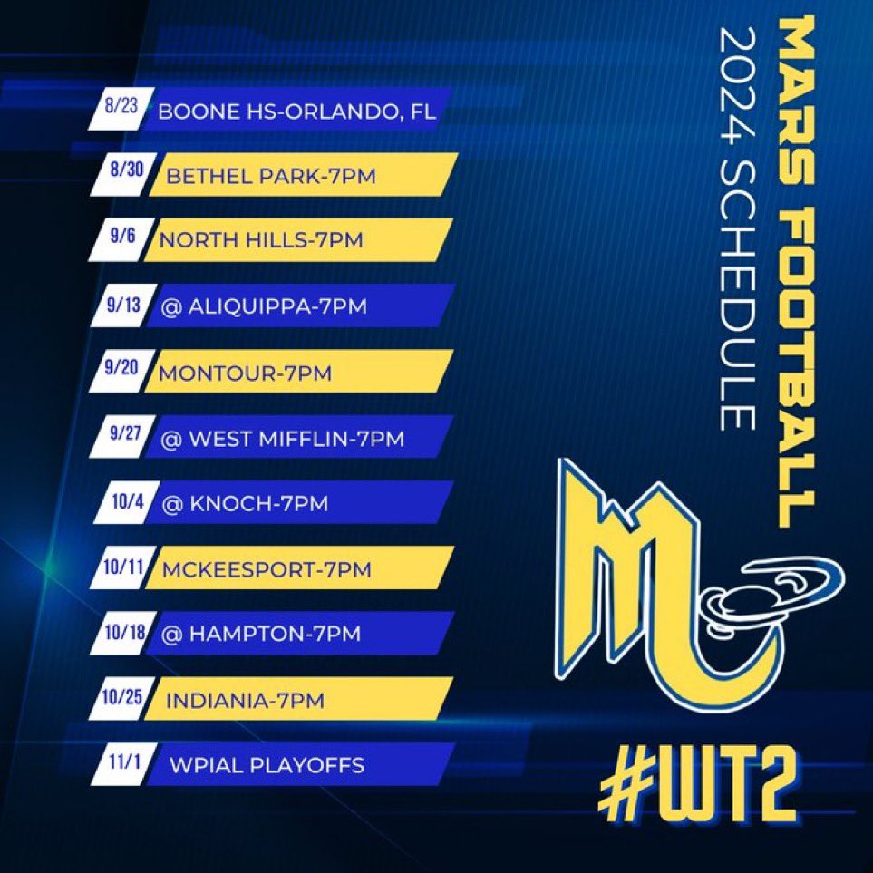 Our 2024 schedule has been released. It's GO Time!! 

#WT2 👽🏈💪